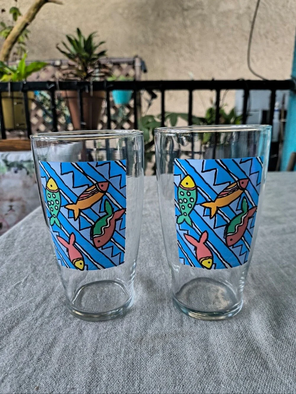 Pair of Large Multi Color Fish Glasses